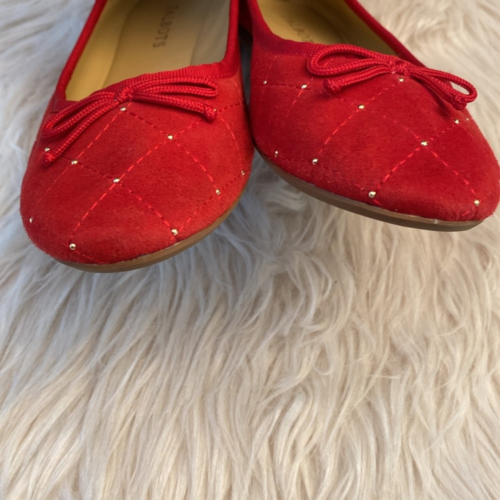 Talbots Penelope Quilted Ballet Flats - Studded Kid Suede - Red, Size 6.5M - Picture 12 of 17